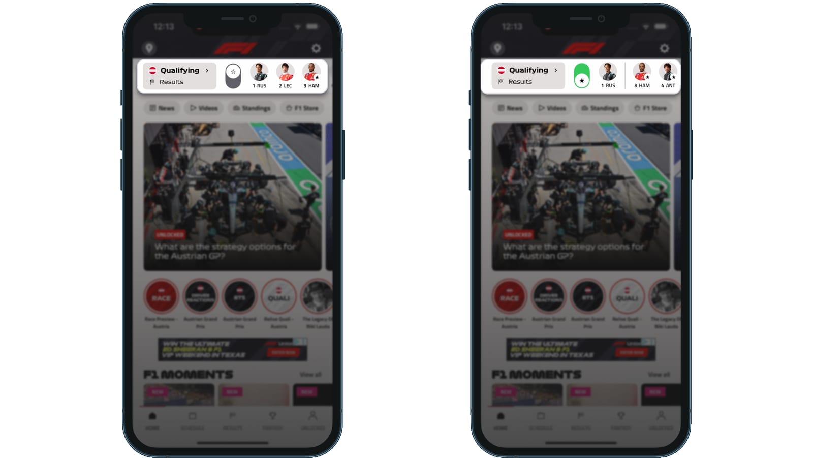 F1 notification settings showing all-or-nothing toggles with no per-driver option